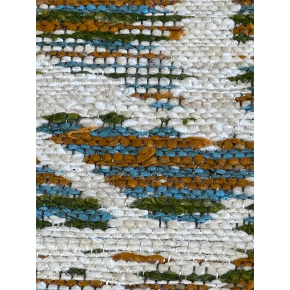 Vtg Tapestry Upholstery Fabric 66x55 Tribal Woven Jacquard Turquoise Brown Cream - Picture 2 of 10